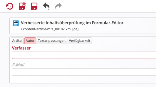 Form editor buttons in case of error